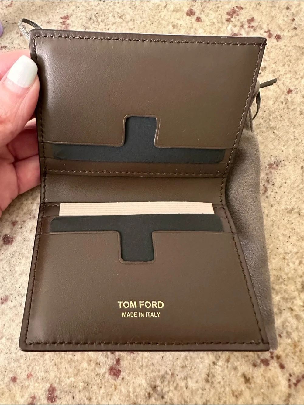 NEW; TOM FORD Khaki Camo Nubuck Classic Bifold Wallet in